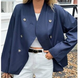 Double Breasted V Neck Trench  Coat